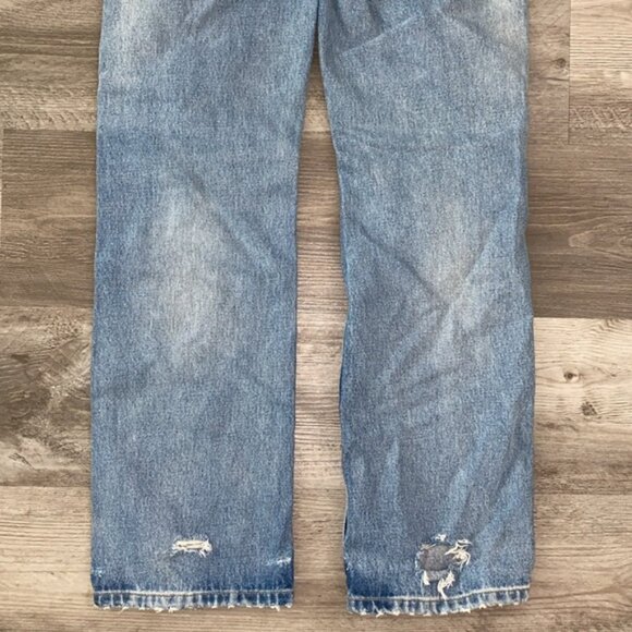 Re/Done 90s High Rise Loose Jeans 24 Blue Distressed 100% Cotton Button Fly Boho - Picture 13 of 13